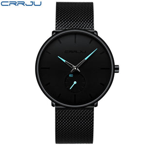 CRRJU Fashion Watch Men Waterproof Slim