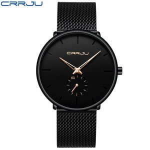 CRRJU Fashion Watch Men Waterproof Slim