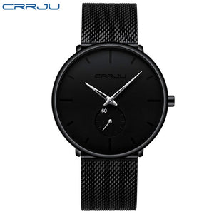 CRRJU Fashion Watch Men Waterproof Slim