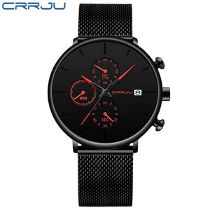 CRRJU Fashion Watch Men Waterproof Slim