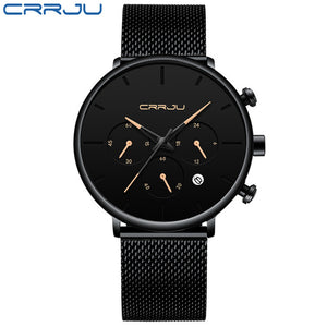 CRRJU Fashion Watch Men Waterproof Slim