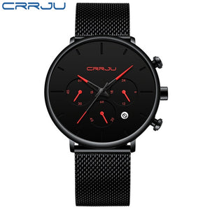 CRRJU Fashion Watch Men Waterproof Slim