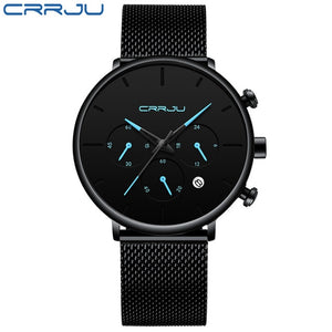 CRRJU Fashion Watch Men Waterproof Slim